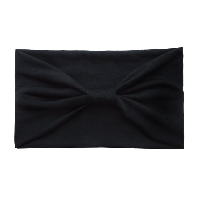 Zhuge Turbante elástico con lazo para el pelo para mujer, diadema con nudo para yoga (negro)