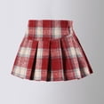 thumbnail image 2 of School Girls Plaid Skirt Autumn Winter Woolen Christmas New Year A-line Short Skirt for Kids Fashion Festive Party Holiday Skirt (2386 red,150cm), 2 of 7
