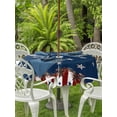 thumbnail image 4 of Round Outdoor Tablecloth With Umbrella Hole And Zipper– Patriotic Stripe Stars Waterproof Patio Table Cover for Party, Picnic, Backyard, 50" Dia. , Farmhouse Country Red White and Blue, 4 of 8