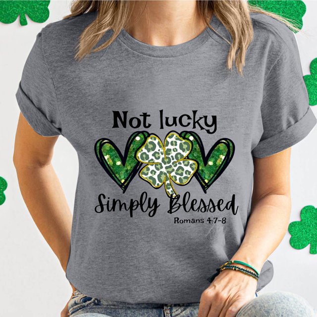 Haut de la Saint-Patrick pour Femmes à Manches Courtes avec Imprimé Graphique et Col Rond pour la Saint-Patrick