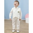 thumbnail image 4 of CARETOO Toddler Boy Clothes Set Wedding Outfit Formal Dress Shirt Bowtie Boutonniere Suspender Pants, 4 of 20