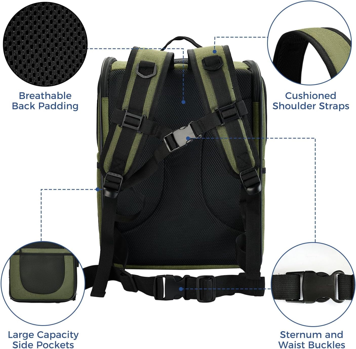 Pet Carrier Backpack for 4-18lb Cats and Dogs, Puppies, Safety Features and Cushion Back Support | for Travel, Hiking, Outdoor Use (Gray)