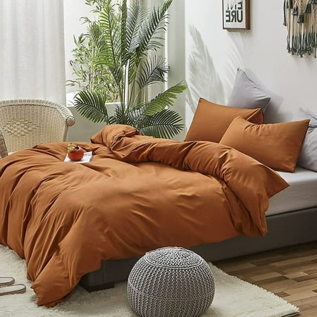 Twin Cotton Burnt Orange Bedding Cover, Dark Coloured Duvet Covers