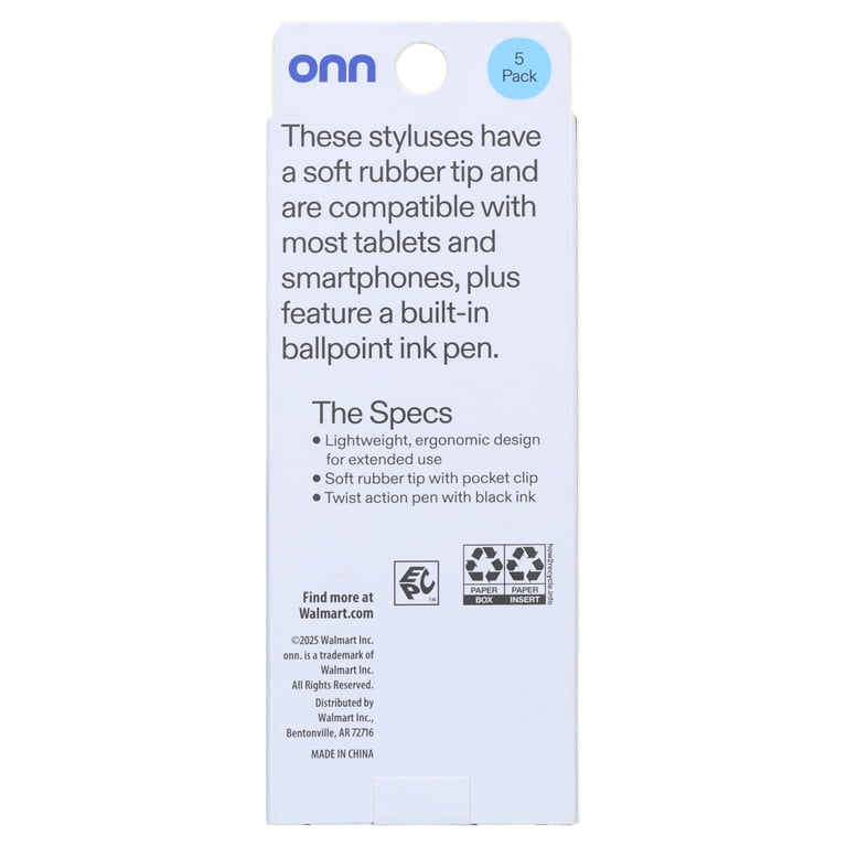 onn. 2-in-1 Stylus with Built-in Ballpoint Pen, 5 Pack photo 7