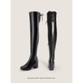 thumbnail image 2 of Botas DREAM PAIRS Laurence por encima de la rodilla con tacón grueso negro, 2 of 8