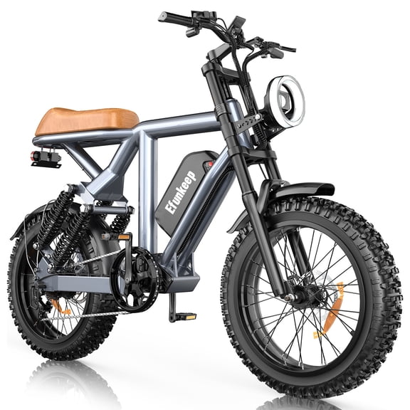 Efunkeep Electric Mountain Bike for Adults, 1500W Peak, 20" Fat Tire, UL2849 Certified, 48V 15.6Ah Removable Battery, 32MPH, 7-Speed