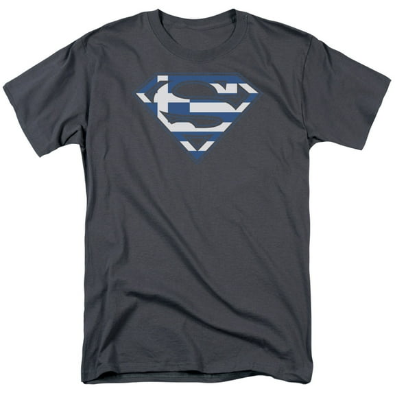 Superman Greek Shield Adult 18/1 T-Shirt Charcoal
