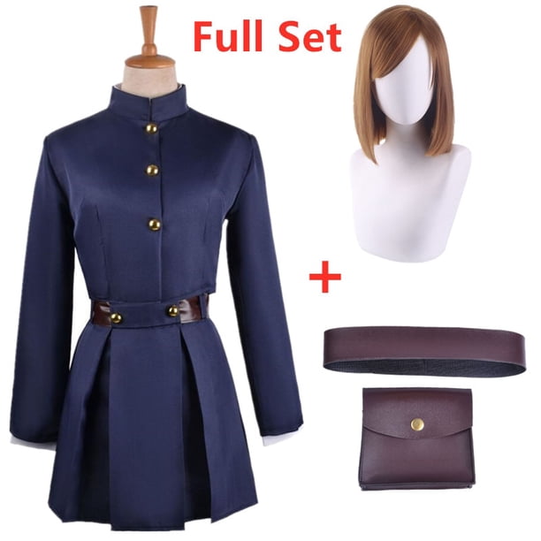 Traje de Cosplay de Anime Jujutsu Kaisen Kugisaki Nobara para mujer, falda superior, abrigo, uniforme de Halloween, cintura, bolsa de brazos, conjunto completo