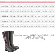 Milwaukee Leather Women's Black 14-inch Leather Harness Motorcycle Boots with Fuchsia Accent Lacing MBL9367 10
