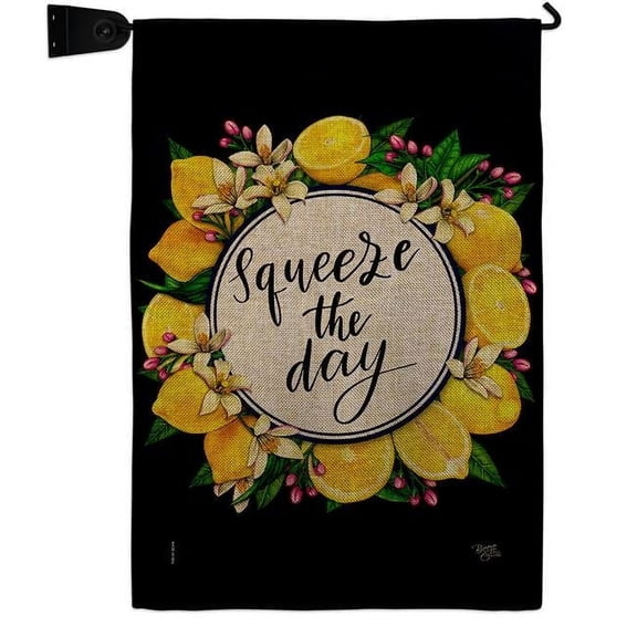 Breeze Decor GS120263-DB-04 Squeeze the Day Food Fruit 13 x 18.5. in. Double-Sided Decorative Vertical House Garden Flag Set for Decoration Banner Yard Gift