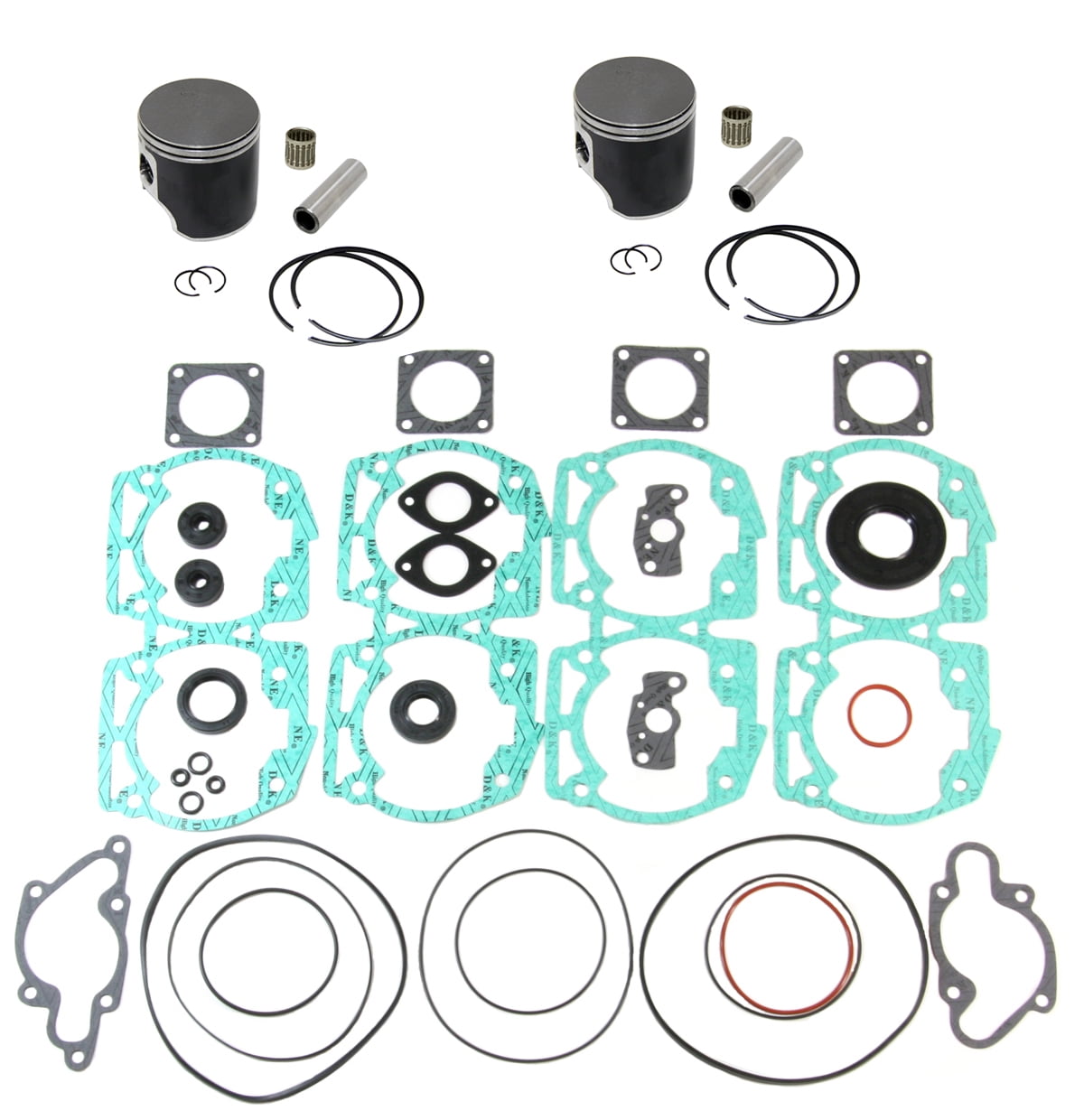 2 SPI STD Bore Piston Kits Full Gasket Kit & Bearings fits SkiDoo 670