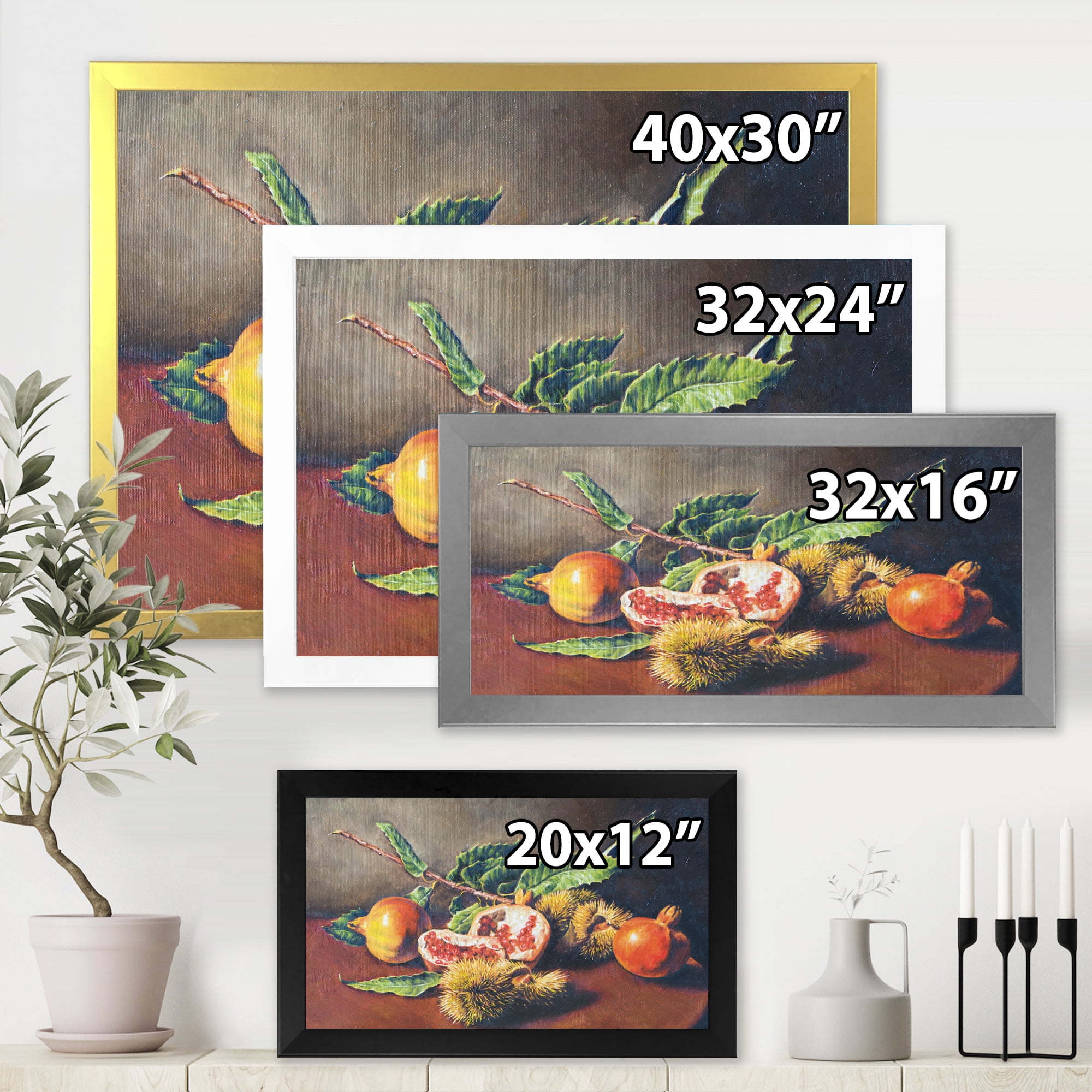 Designart 'Ancient Still Life of Orange Fruits' Traditional Framed Art Print