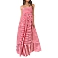 thumbnail image 1 of WTXUE Robes pour Femmes, Robe à Col Rond pour Femmes à la Mode Imprimée, Dos Nu, à Bretelles, Grand Ourlet, Taille Haute, Sans Manches (Rouge, m), 1 of 7