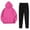 Hot Pink, variant on Women's Two Piece Casual Outfits Set Solid Hooded Drawstring Long Sleeve Sweatshirt Tops And Pants Set Suits