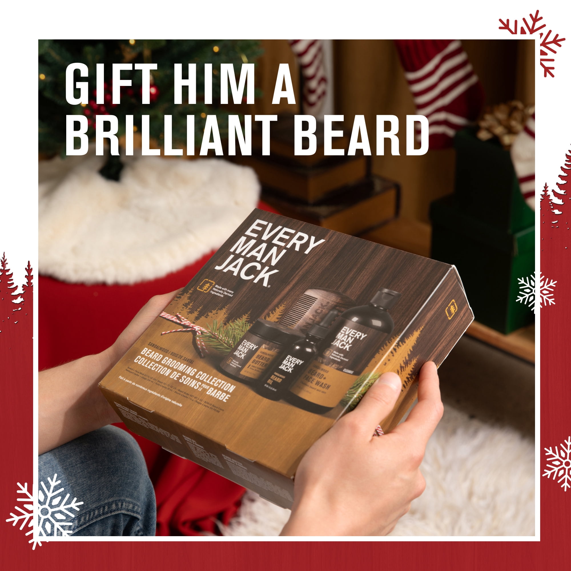 (2 pack) Every Man Jack Sandalwood Beard Kit Gift Set for Men, Face Wash, Beard Butter, Beard Oil & Comb