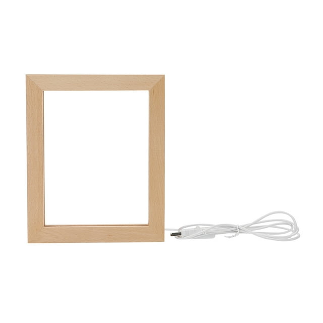 FONDOTIN Luminous Photo Frame with LED Lighting for Bedroom Light Brown Frame for Display Photos 1 PCS