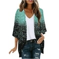 thumbnail image 3 of JURANMO Women's Floral Print Chiffon Cardigans Puff Sleeve Kimono Cardigan Loose Cover Up Casual Blouse Shugs Tops Light Blue XXXL Lightning Sales of Today, 3 of 6