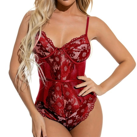 

Nightclub Style Foreign Trade New Female European And American Small Sling Black Lace See Through Slim Pajamas