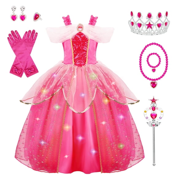 Disfraz de Princesa Meland Vestido Iluminado para Niñas de 9 a 10 Años