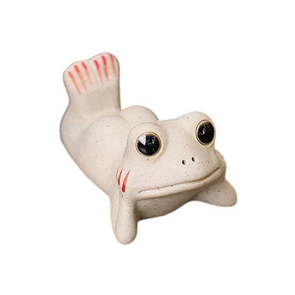 Tea Pet Ornament Frog Statue Collection Ceramics Handmade Creative Artwork Miniature Sculpture Animal Tea Figurine for Restaurant Bookshelf Crawl