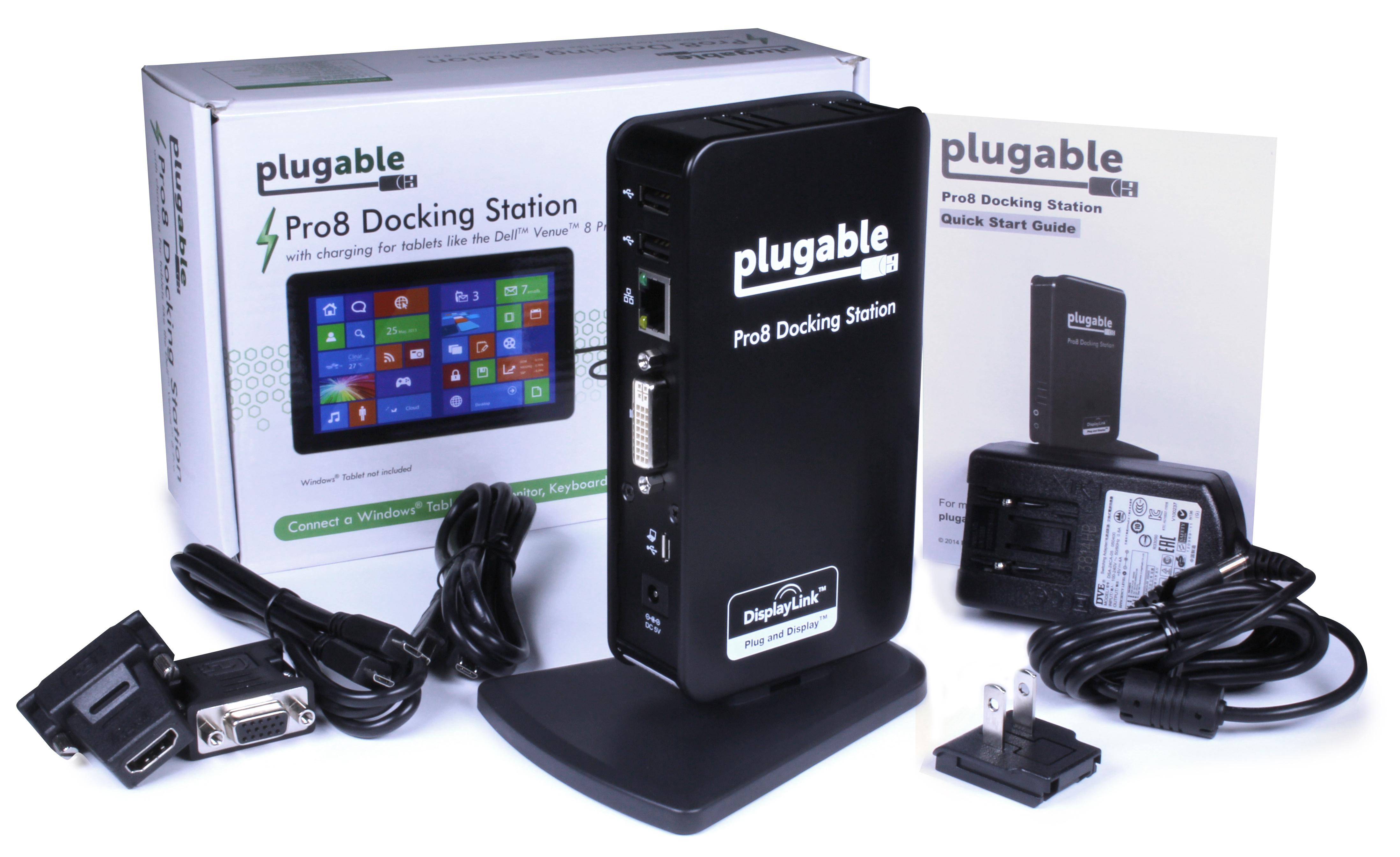 Plugable Pro8 Charging & USB Docking Station for Select Windows Tablets - Simultaneously Charges & Adds Extended Display Output, 3.5mm Audio In/Out, 10/100 Ethernet, and 4 2.0 USB Ports. - image 2 of 7