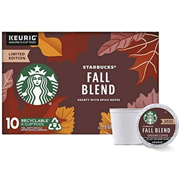 Starbucks K Cup Coffee Pods — Medium Roast Coffee — Fall Blend — 1 Box (10 Pods)