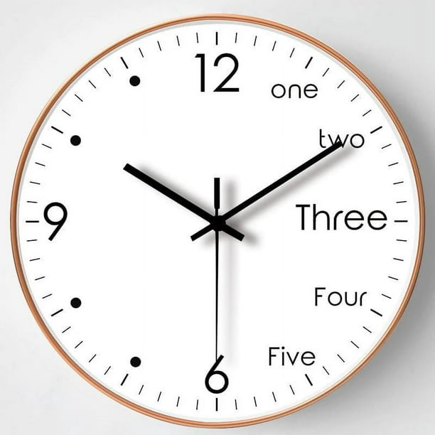 Reloj de pared de 12 pulgadas con números en inglés y números arábigos, reloj de arte moderno, reloj de cuarzo silencioso que funciona con pilas, reloj divertido, reloj decorativo de regalo para el h