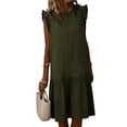 thumbnail image 2 of Gamivast Casual Dresses for Women Ruffle Cap Sleeve Round Neck Summer Dresses Cute Shift Dress Solid Drop Waist Frill Hem Loose Fit Daily Vacation Work, 2 of 8
