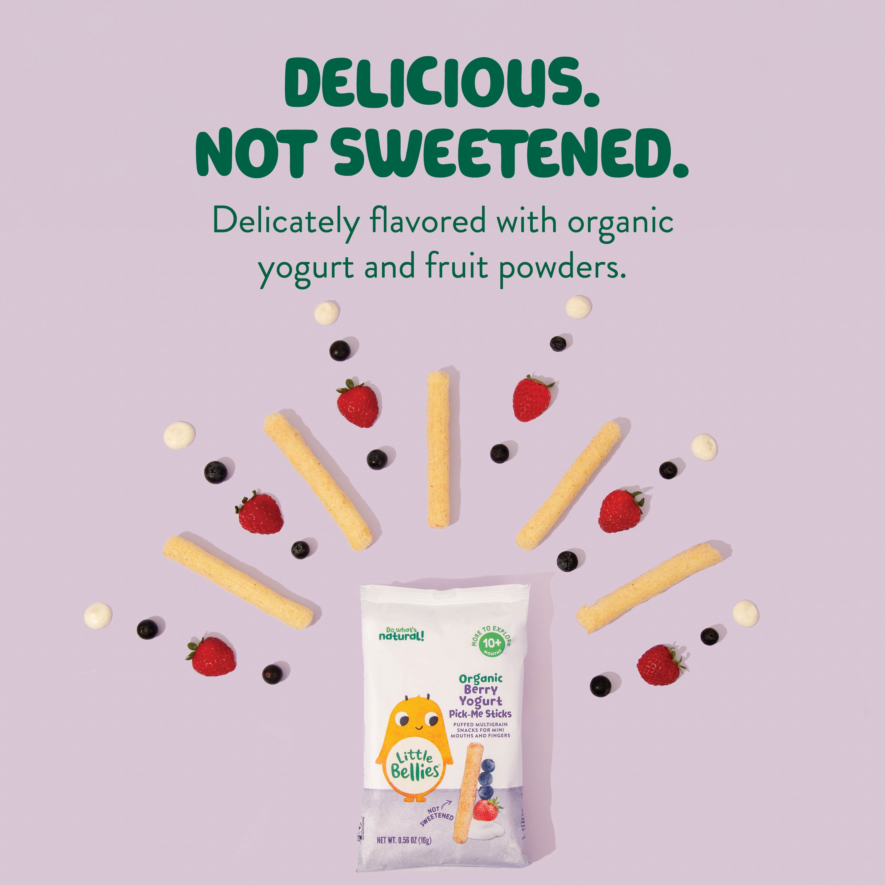 (4 pack) Little Bellies Organic Berry Yogurt Pick-me Sticks 0.56 oz