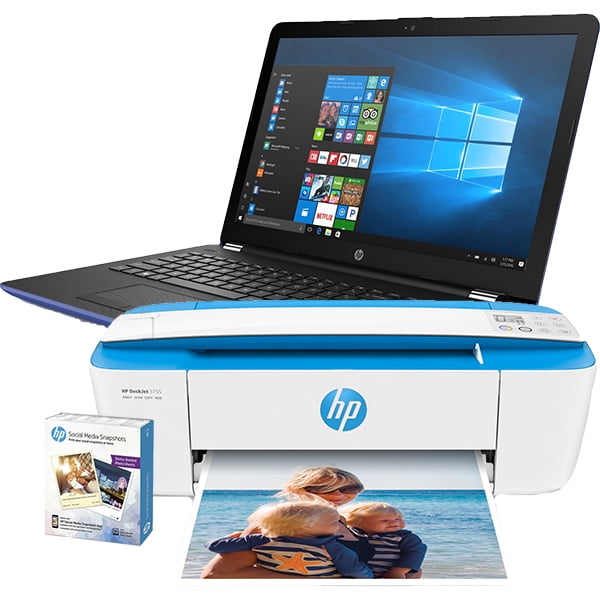 Hp Notebook 15 Bw026cy Touchscreen Blue Amd A6 92 2 5 Ghz 4gb Ddr4 Ram 1tb Hhd 3pp53ua Windows 10 And Hp Deskjet 3755 Printer With Photo Paper Renewed Walmart Com