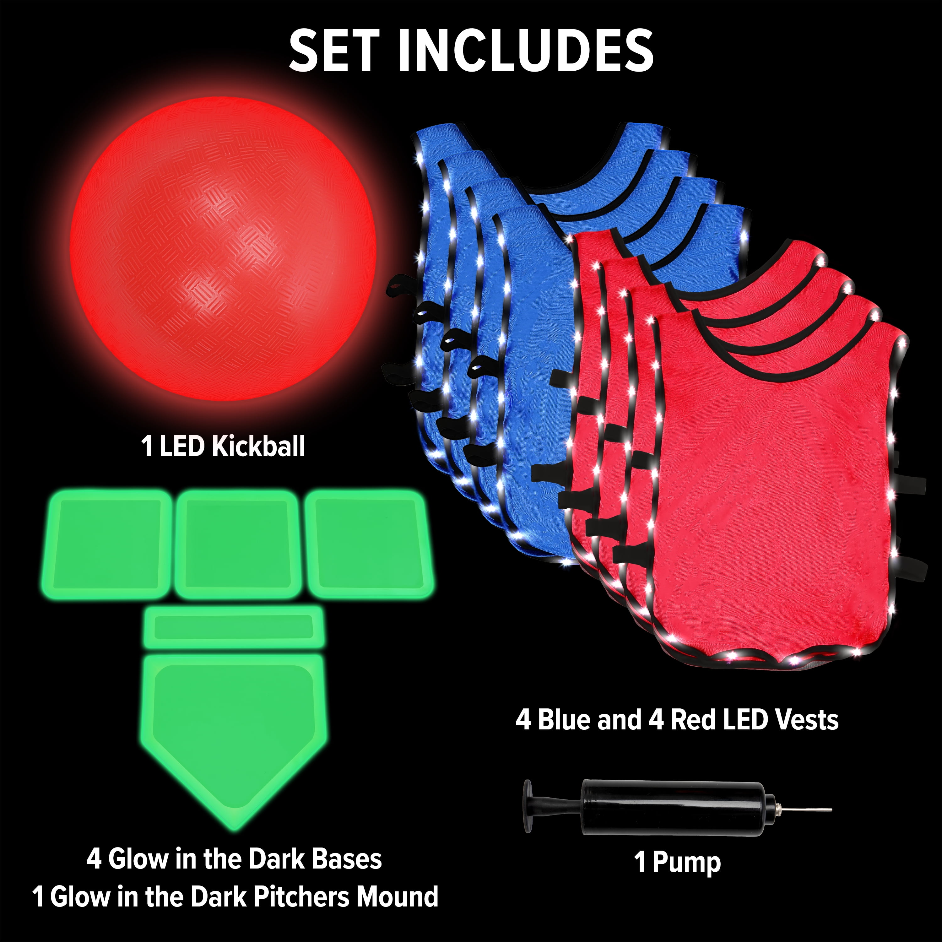 LED Kickball Set, Light-Up Outdoor Sports Game, for All Ages, by MinnARK
