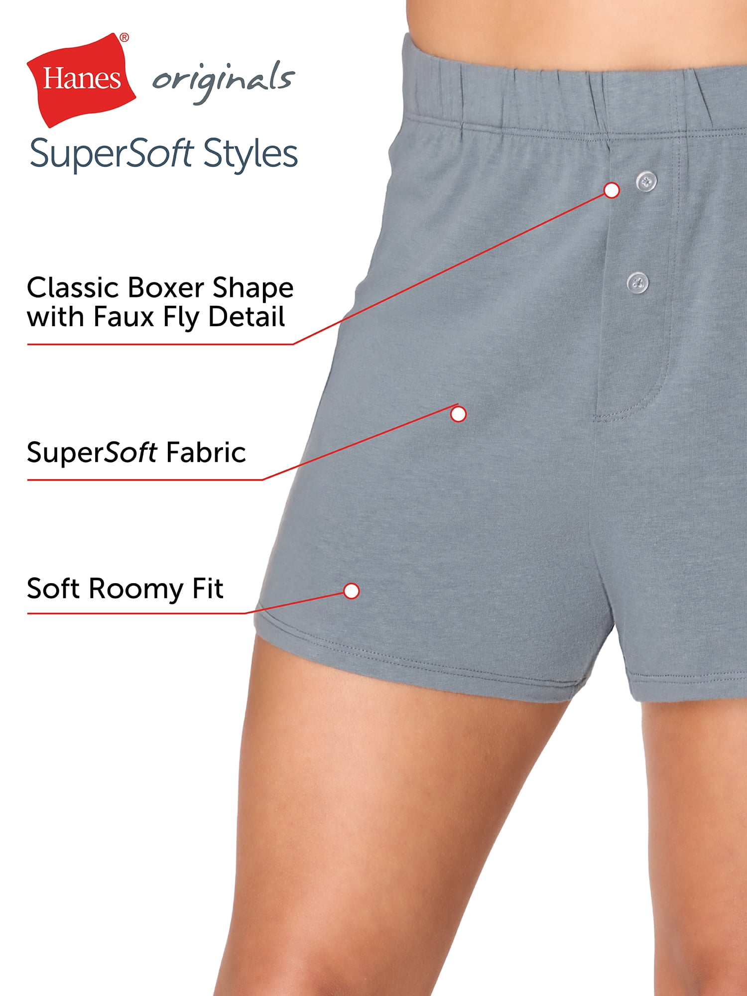 Hanes Originals Women's SuperSoft Comfywear Jersey Sleep Shorts, Sizes S to 2X