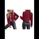 thumbnail image 3 of Chaqueta Blazer de Ante y Piel Sintética de Larga con Cremallera Corta para Mujer, Moda de Otoño. Vino Tinto L, 3 of 7