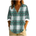 thumbnail image 2 of Women's Sweatshirts, Plaid Shirts Three Quarter V Neck Sleeve Tops Woman Oversized Tunic Shirts for Women for Leggings Long Sleeve, 2 of 5