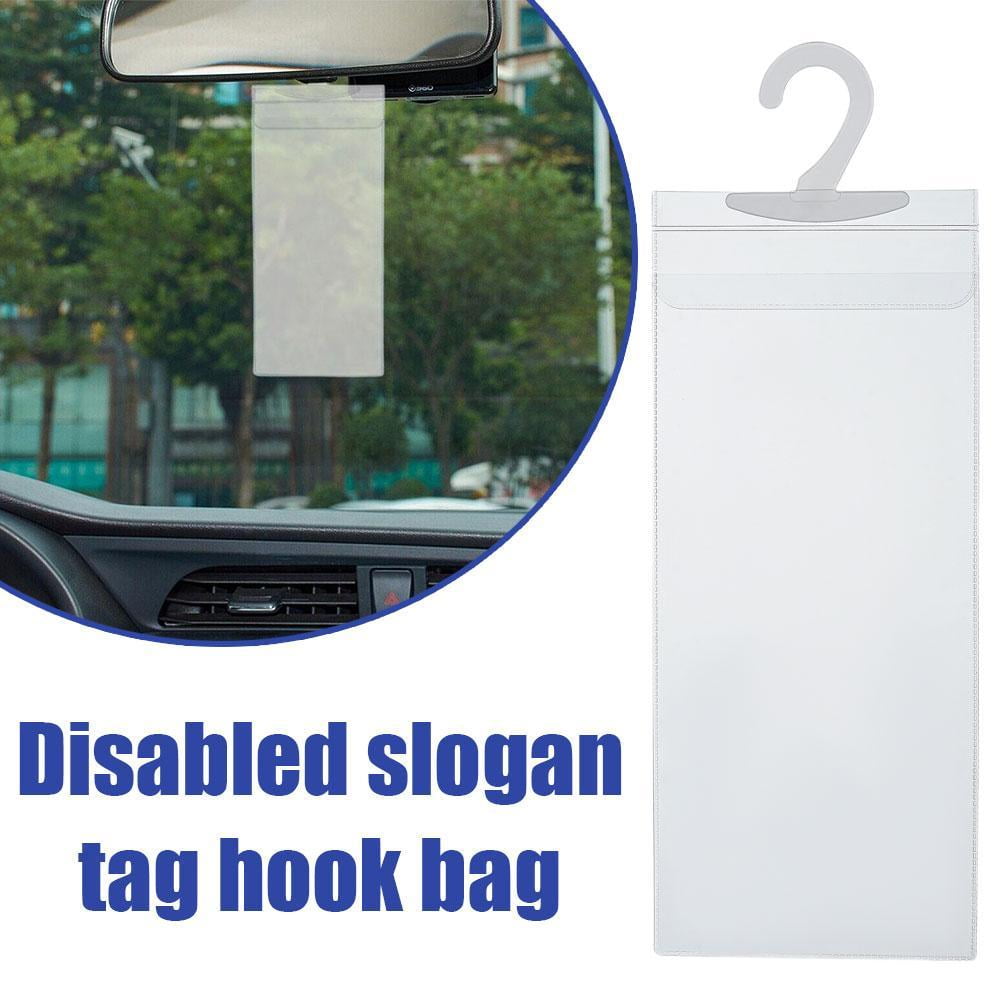 Handicap Placard Holder Disabled Parking Permit Protector Mirror Tag Hang-Sleeve R9C9