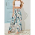 thumbnail image 2 of Valcatch Women Wide Leg Pants High Waisted Palazzo Pants Beach Work Casual Flowy Tie Knot Trousers with Pockets, 2 of 9