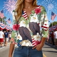 thumbnail image 2 of GEWSEY 4Th of July Shirts Women 3/4 Sleeve Crewneck Cute Shirts Casual Print T Shirt (Hot Pink, XL), 2 of 8