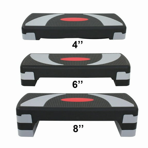SONGMY Gray 31'' Fitness Aerobic Step Platform, Adjustable Exercise Stepper with 4 Risers (4/6/8 Inch Height), Workout Stepper for Home Gym