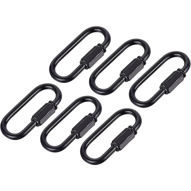 HUGFEGWE 6 Pcs Chain Connectors, Chain Locking Quick Link, Great for Light, Key, Camping, Backpack, Rope (Black, 4mm Thick) CJB91-57743