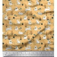 thumbnail image 1 of Soimoi Orange Polyester Crepe Fabric Mushroom,Oaknut & Rabbit Animal Decor Fabric Printed BTY 42 Inch Wide, 1 of 3