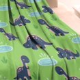 thumbnail image 3 of Green Cartoon Dinosaurs Ponds Pattern Blanket,Comfortable Soft Flannel Throw Blanket,All Season,Warm Lightweight Blankets for Sofa Bed Couch Living Room Chair,30"x40", 3 of 4
