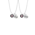 thumbnail image 2 of Delight Jewelry Silvertone Pink Paw on Black Disc Mother & Daughter Heart Necklaces (Set of 2), 19"+2", 2 of 4