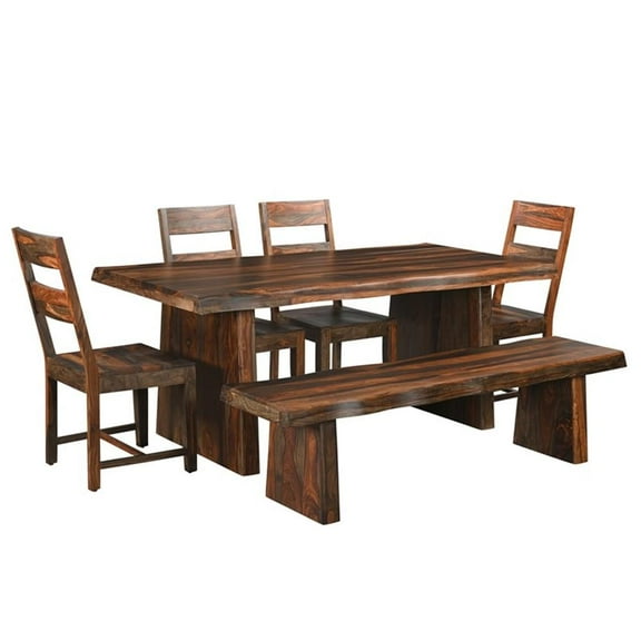 Taran Designs Darcy 6-piece Solid Wood Dining Set in Dark Brown