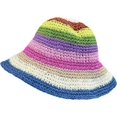 thumbnail image 4 of CoCopeaunts Straw Bucket Hat for Women Sun Shade Woven Wide Brim Fisherman Hat Foldable Floppy Rainbow Striped Crochet Bucket Cap, 4 of 8