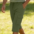 thumbnail image 5 of Havenre Mens 3/4 Sweatpants Basic Solid Color Cotton Linen Drawstring Elastic Waist Capri Pants Breathable Joggers Workout Athletic Capris Pant Lightweight for Summer Army Green L, 5 of 6