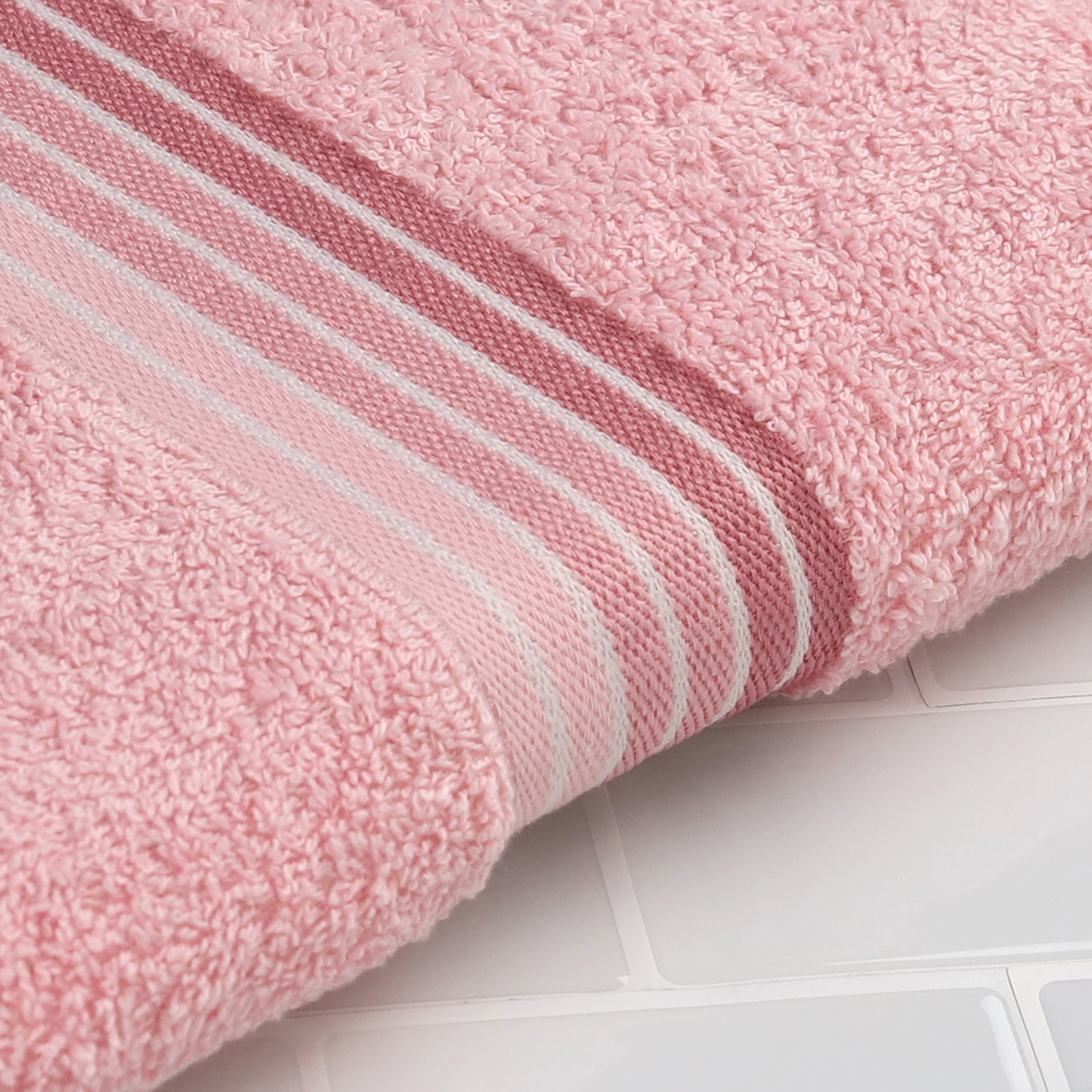 Line Super Soft Cotton Bath Towels (Salmon Pink), For Bathroom, Size:  170x85 cm