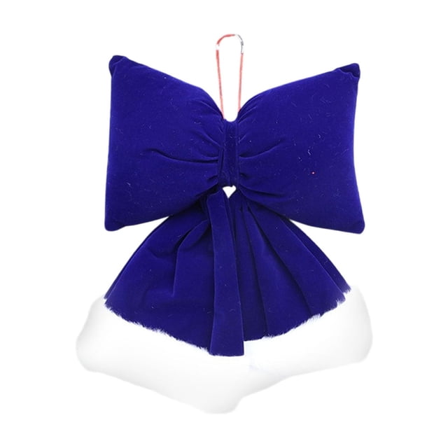 Fwttom Velvet Bows for Christmas Tree, Multi-size Blue Christmas Tree Bows with White-edge, Classical Christmas Bows for Holiday, Party, Wedding & Winter Garden Decor