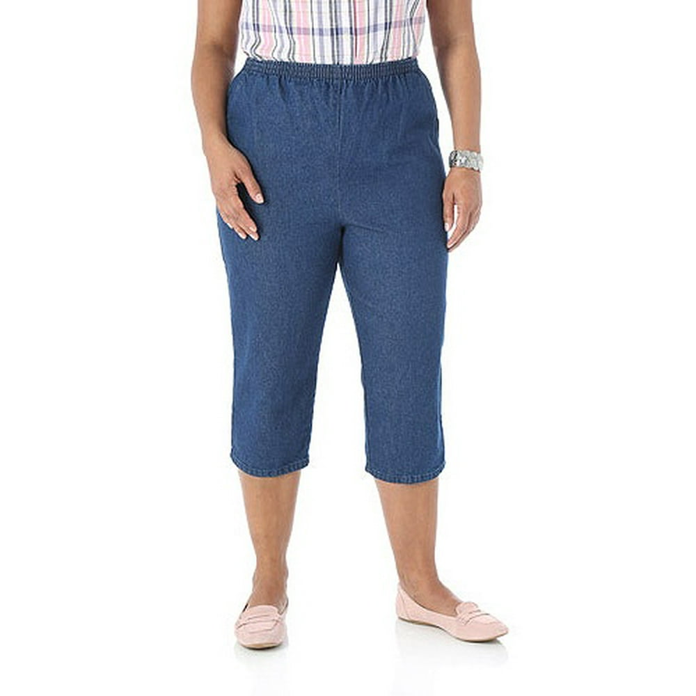 Chic - Women's Plus-Size Comfort Collection Elastic-Waist Capri Pants ...