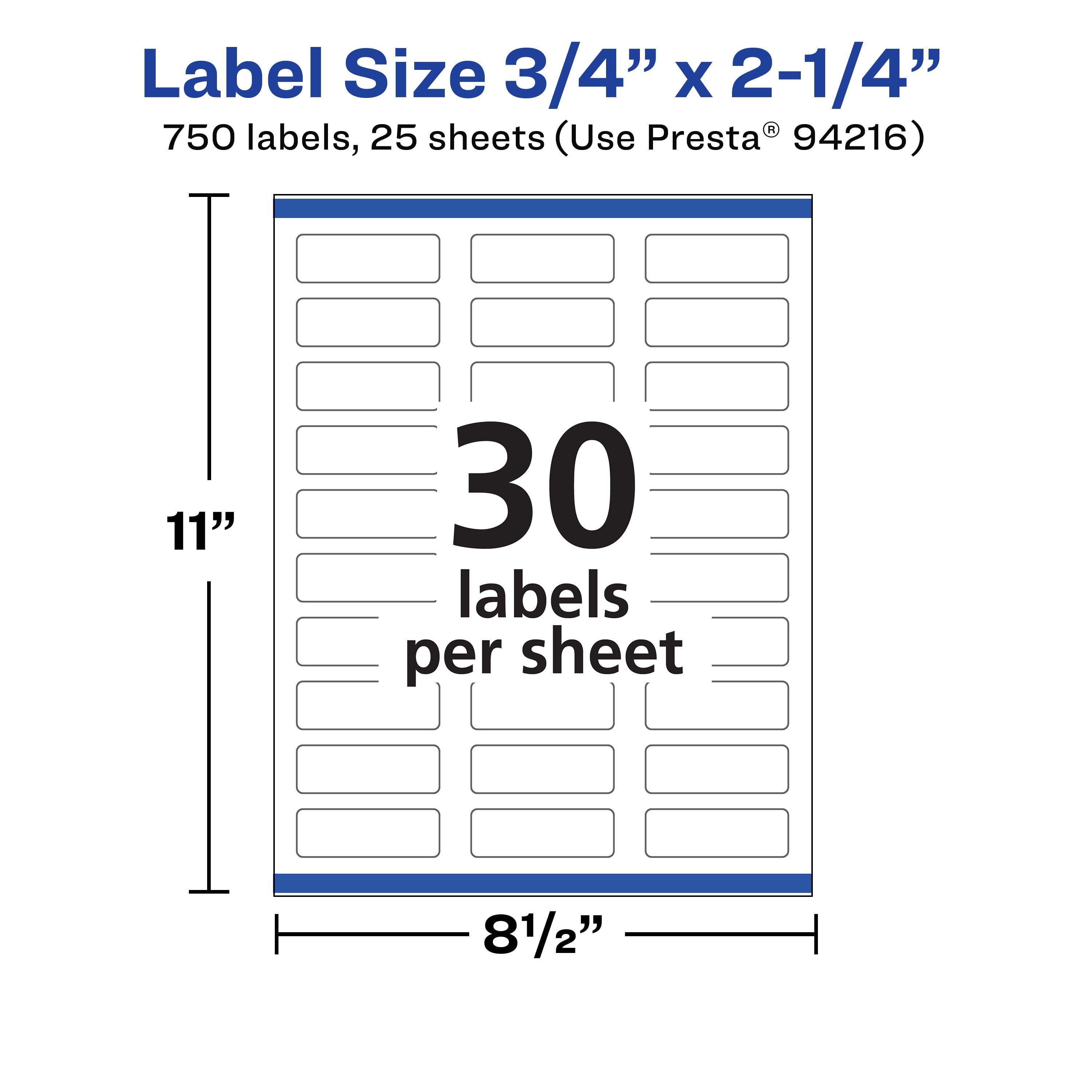 Avery Removable Rectangle Labels, .75" x 2.25", 750ct