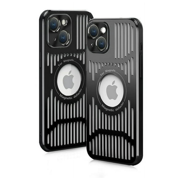 SOATUTO Aluminum Frame Metal Backplane Compatible With iPhone 15 Pro Max 15 Plus 15 Pro 15 Case Aluminum Alloy TPU Combination Frame Hollow Design and Heat Dissipation - iPhone 15,Black